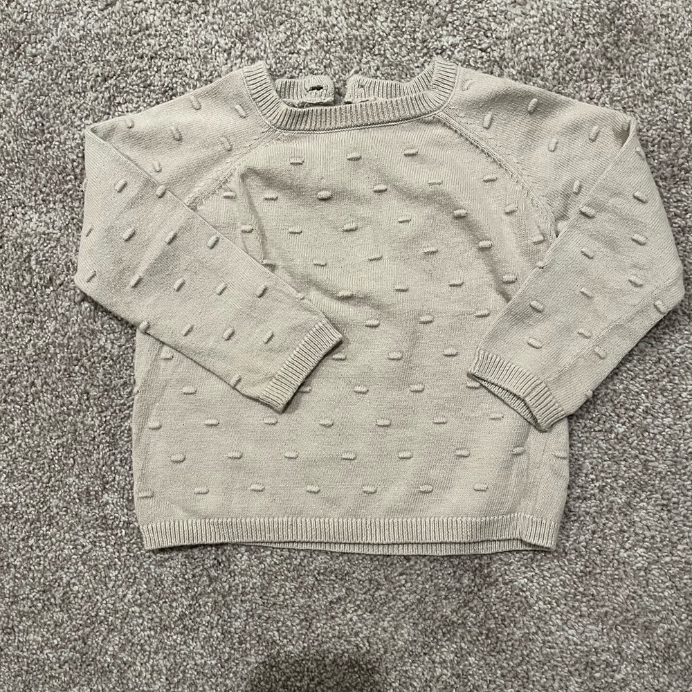 Quincy Mae Textured Light Grey Sweater